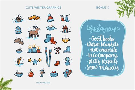 Download Free Winter Pleasures vector set Printable
